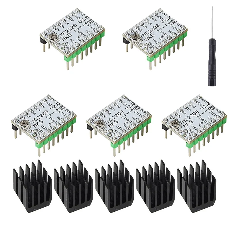 

MKS TMC2208 V2.0 Stepper Motor Driver Ultra-Quiet/Low Heat for MKS SGen L V1.0/Gen L V2.0 Controller Board (5Pcs)