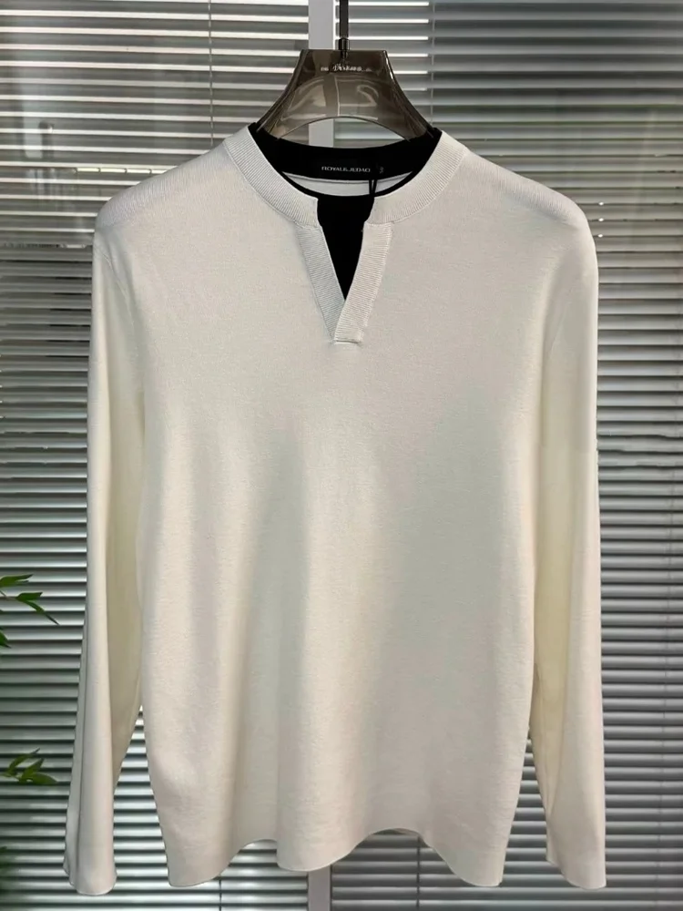 

Высококачественный модный мужской вязаный свитер с воротником-стойкой (эффект двухслойности), удобный, универсальный, осенне-зимний, новинка, китайское производство...