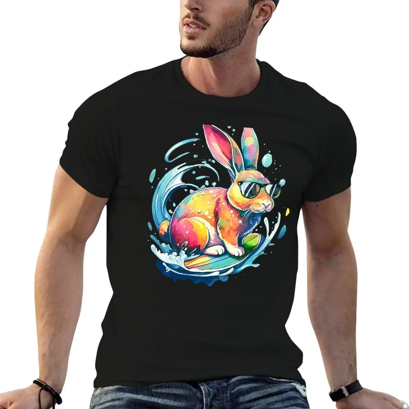 Bunny Surfer Cool Surfing Rabbit T-Shirt Funny t-shirts summer tops big and tall t shirts for men