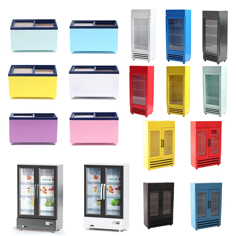 

Мебель для кукольного домика, модель морозильной камеры для кухни, мини-супермаркета, одна/две двери, холодильник, кукольный игровой домик, украшения