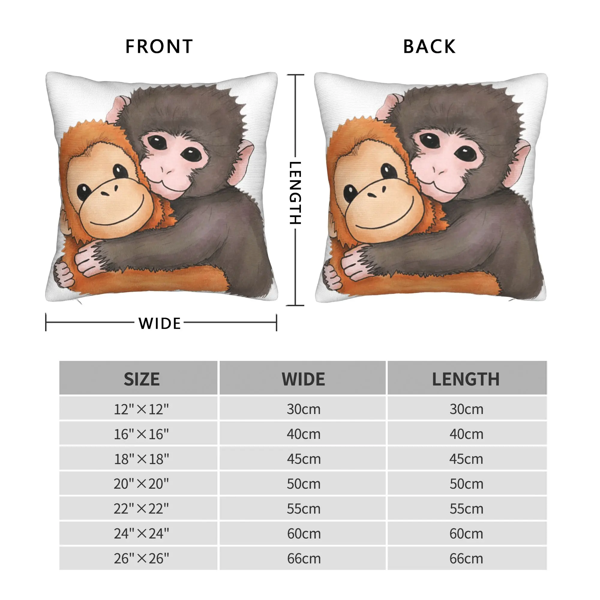Cute Baby Monkey Named Punch Plush Hugging Pillow Case  Print Pillow Cover For Wedding Party Home Decor Funny Pillowcases
