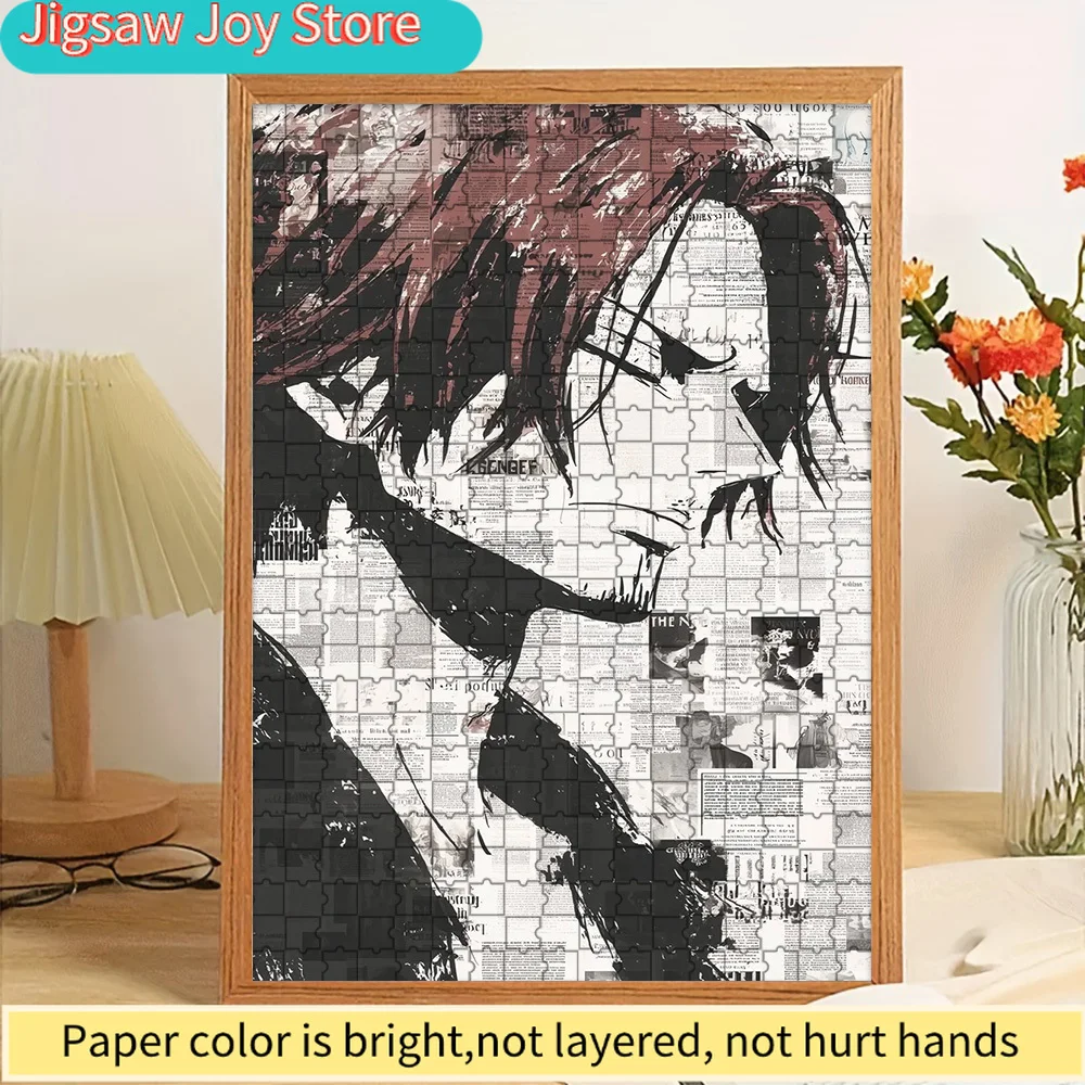 

Пазл-головоломка One Piece: Шанкс (Красные волосы), фон-коллаж из газет, портрет в стиле чернил, аниме-декор «Четыре Императора»