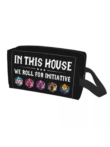 Dnd Game House Initiative 화장품 가방, 여성용 귀여운 대용량 메이크업 케이스, 뷰티 보관 세면 용품 가방