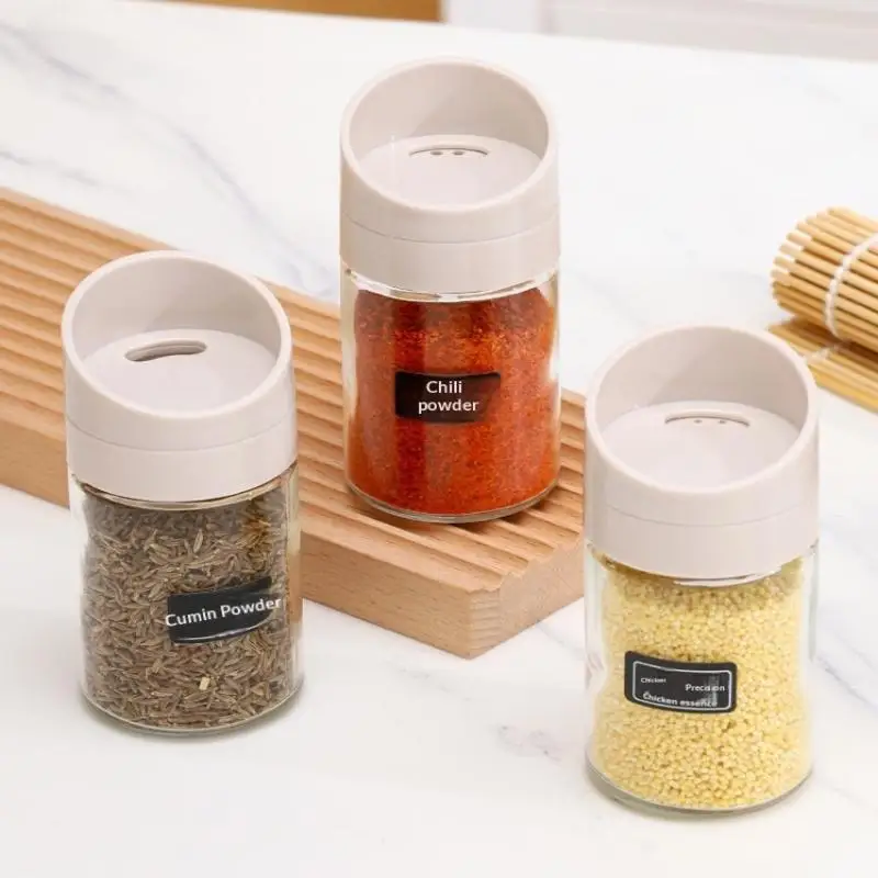 Rotating Lid Salt and Pepper Bottle for Kitchen Convenient Spice Jar Portable Herb Seasoning Storage for Meal Preparation 1/4PCS