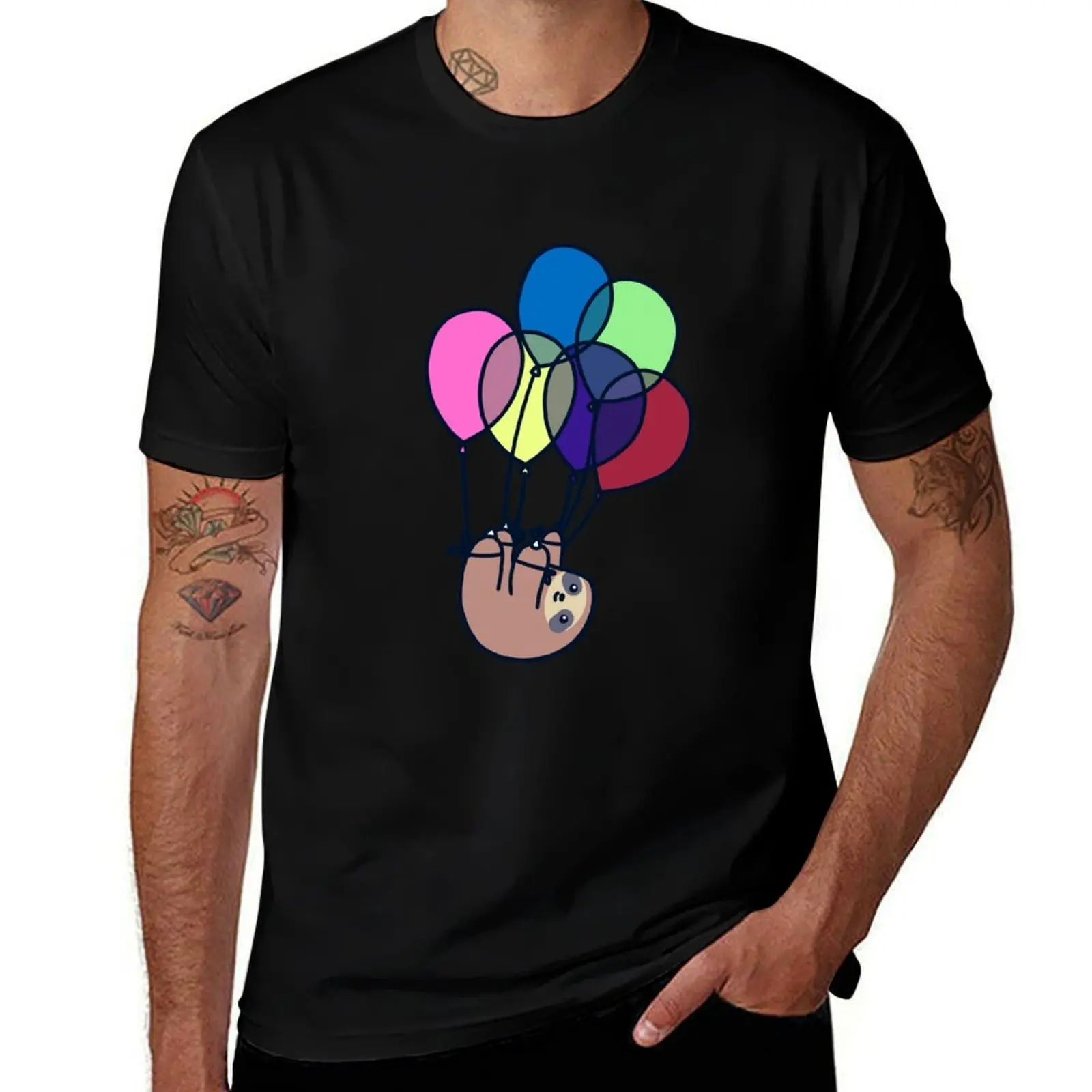 Sloth Floating Away T-Shirt Basic Breathable Solid Color T-Shirt