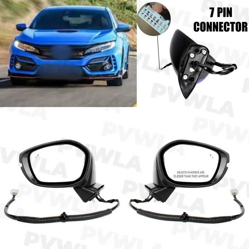 

Car accessories For Honda American Version Civic 2022 2023 Left+ Right Side 7 Pins Blue Painted Rear Mirror Assembly