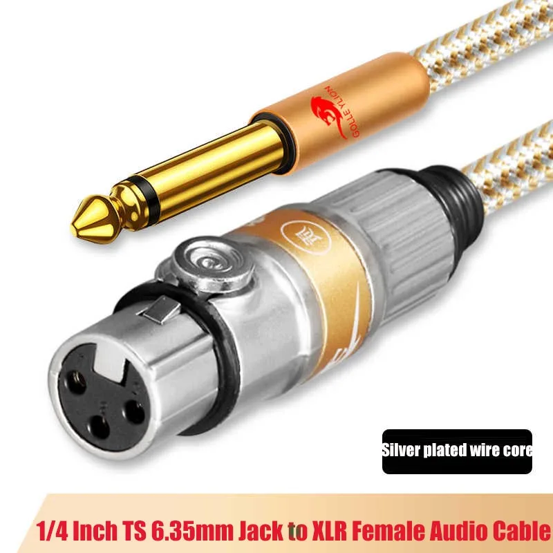 1/4 Inch TS 6.35mm Jack to XLR Female Audio Cable for Microphone Stage Studio Mixer Consoles Amplifier Unbalanced Shielded Cords