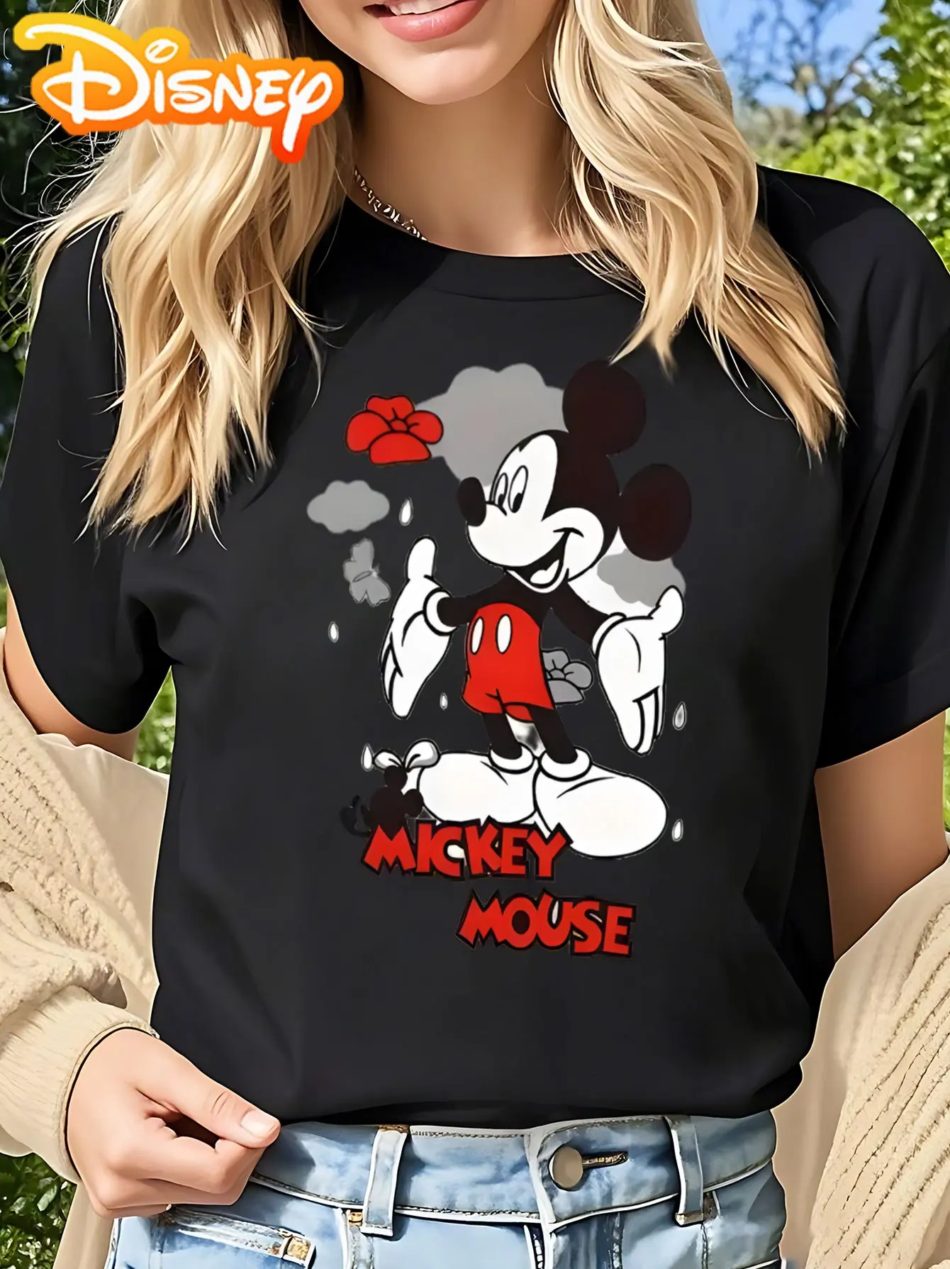 

2025 New Disney Pattern Printed Unisex Street Fashion Trend Short Sleeved Pure Cotton Round Neck T Shirt