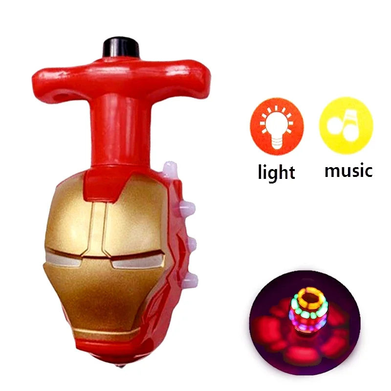 Disney spiderman LED Spinning Top Flashing Light Music Cute Animal Figures Model Launcher Glow At Night Rotating Kid GIft Toy