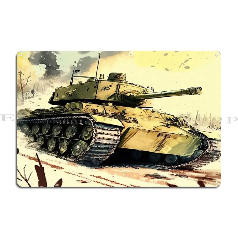 Tank Watercolor Metal Sign Home Cinema Classic Iron  Garage Tin Sign Poster