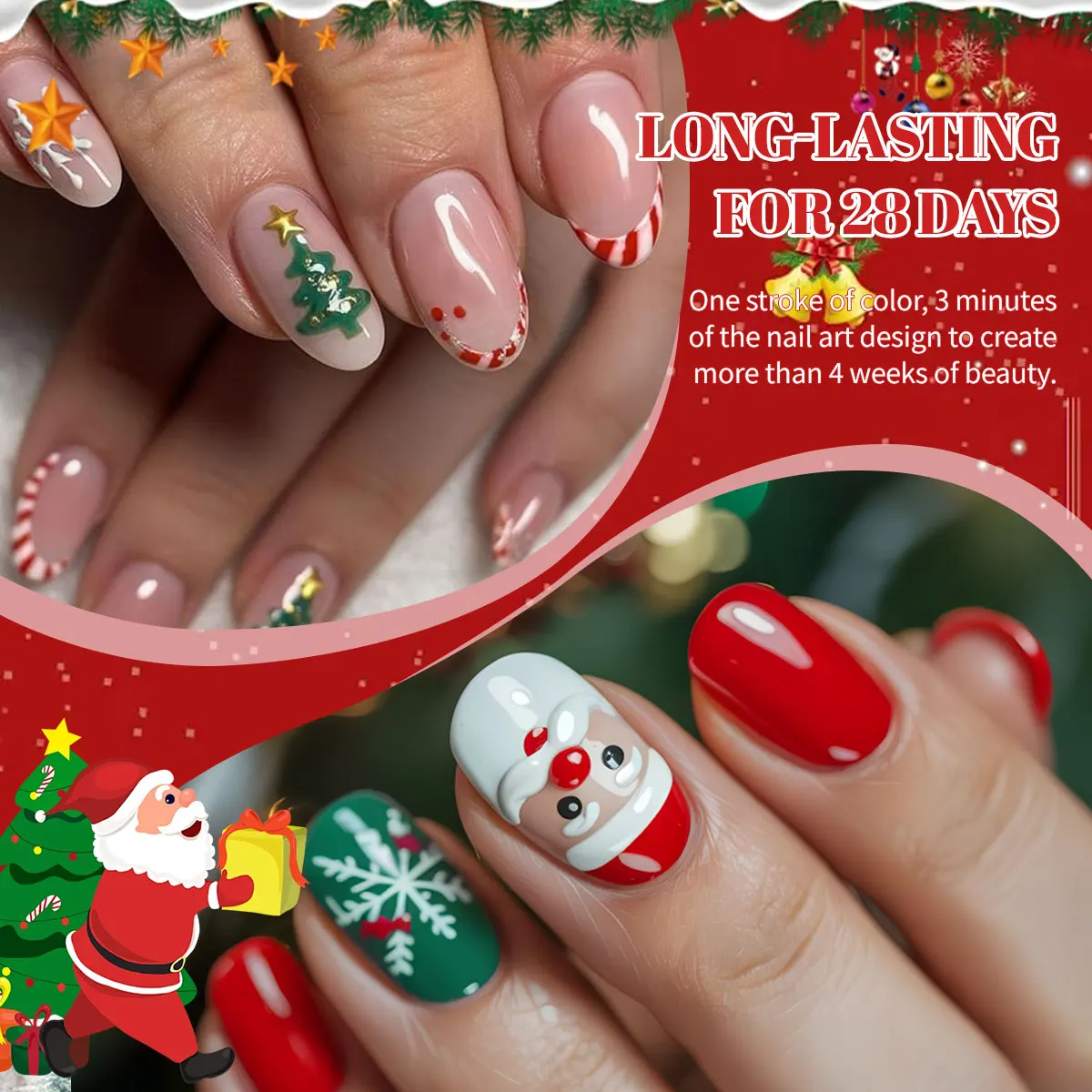 مجموعة جل طلاء أظافر فوكي مكونة من 5 قطع - سلسلة ألوان عيد الميلاد، مناسبة لعلاجات المانيكير والباديكير على مستوى الصالون.