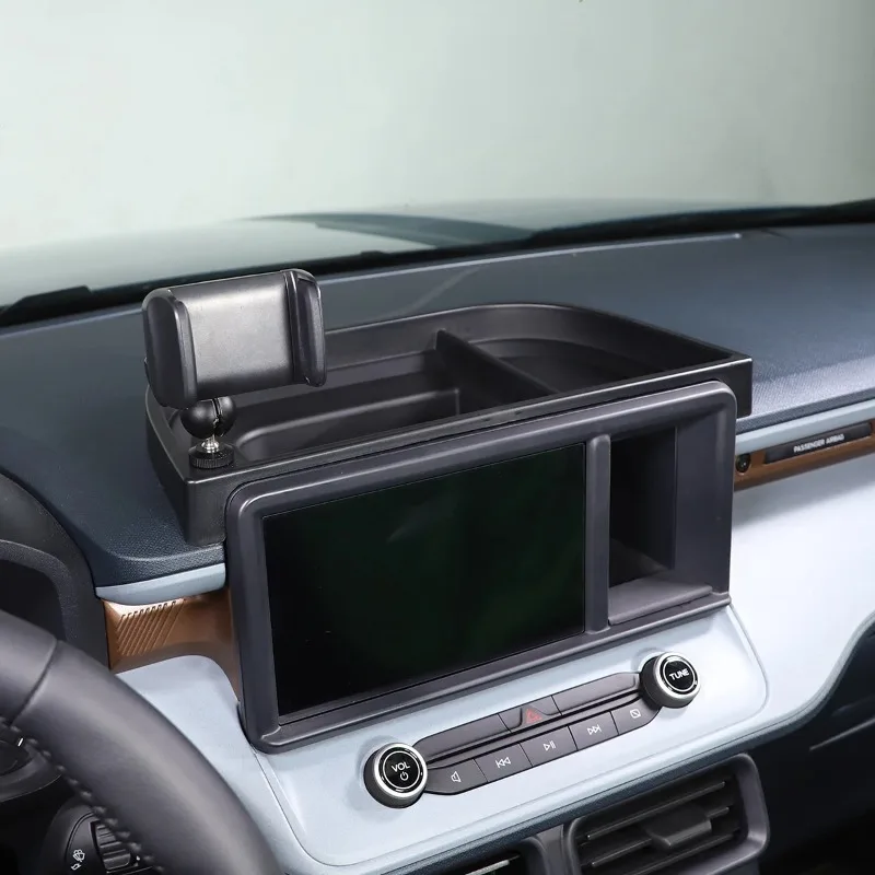 

For Ford Maverick 2022-25 Interior Car Accessories ABS Black Car Dashboard Storage Box Tray Phone Holder GPS Navigation Bracket