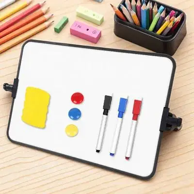 مجموعة واحدة من السبورة البيضاء للمسح الجاف مع حامل لوحة رسم لسطح المكتب المحمول للمنزل والمكتب والمدرسة تستخدم سبورة بيضاء صغيرة مع أقلام ممحاة #6