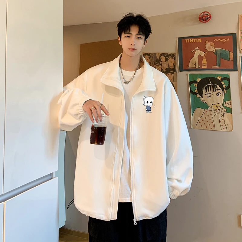 

Men's Oversized Jackets Artificial Suede 5XL Anime Print Coat Pu Leather Casual Wear Autumn Jacket Unisex Clothes Outerwear
