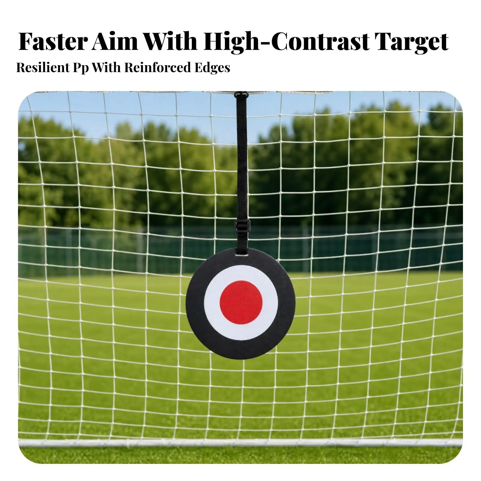 Football Training Target for Soccer Accuracy Practice PP Round Black Red with Carabiner Clip for Goal Attachment Tool