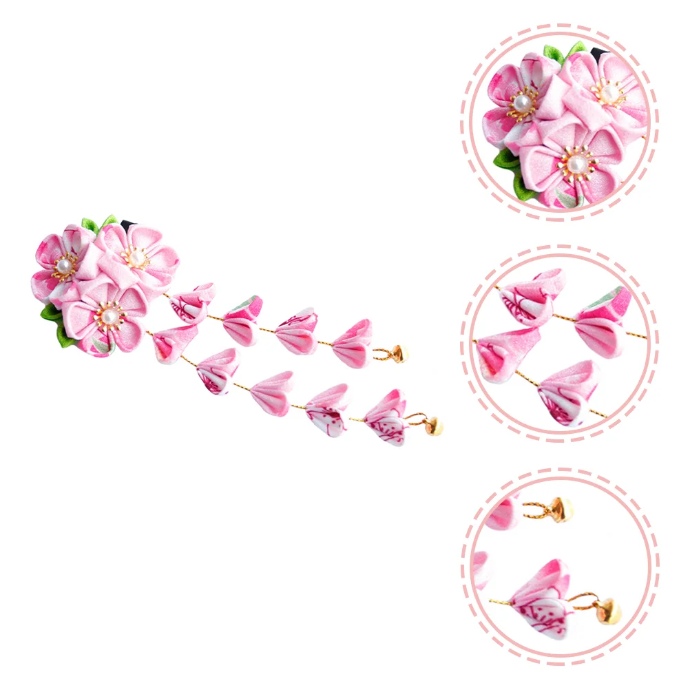 

Hair Pin Japanese Accessories Decorative Tassel Headdress Hairpins Kimono Flower Clip Pink Vintage Bobby for Women Women's