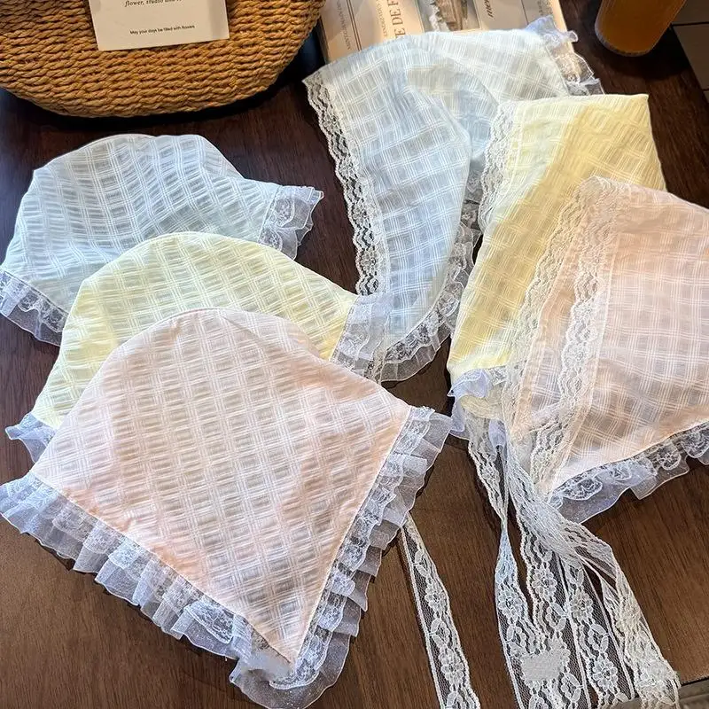 Süßer Spitzenbesatz Dreieckiger Kopftuchschal im Landhausstil Multifunktionaler Schleiergürtel für Urlaub, Strand, Alltag und Freizeit-Styling-Dekoration – Detail 5