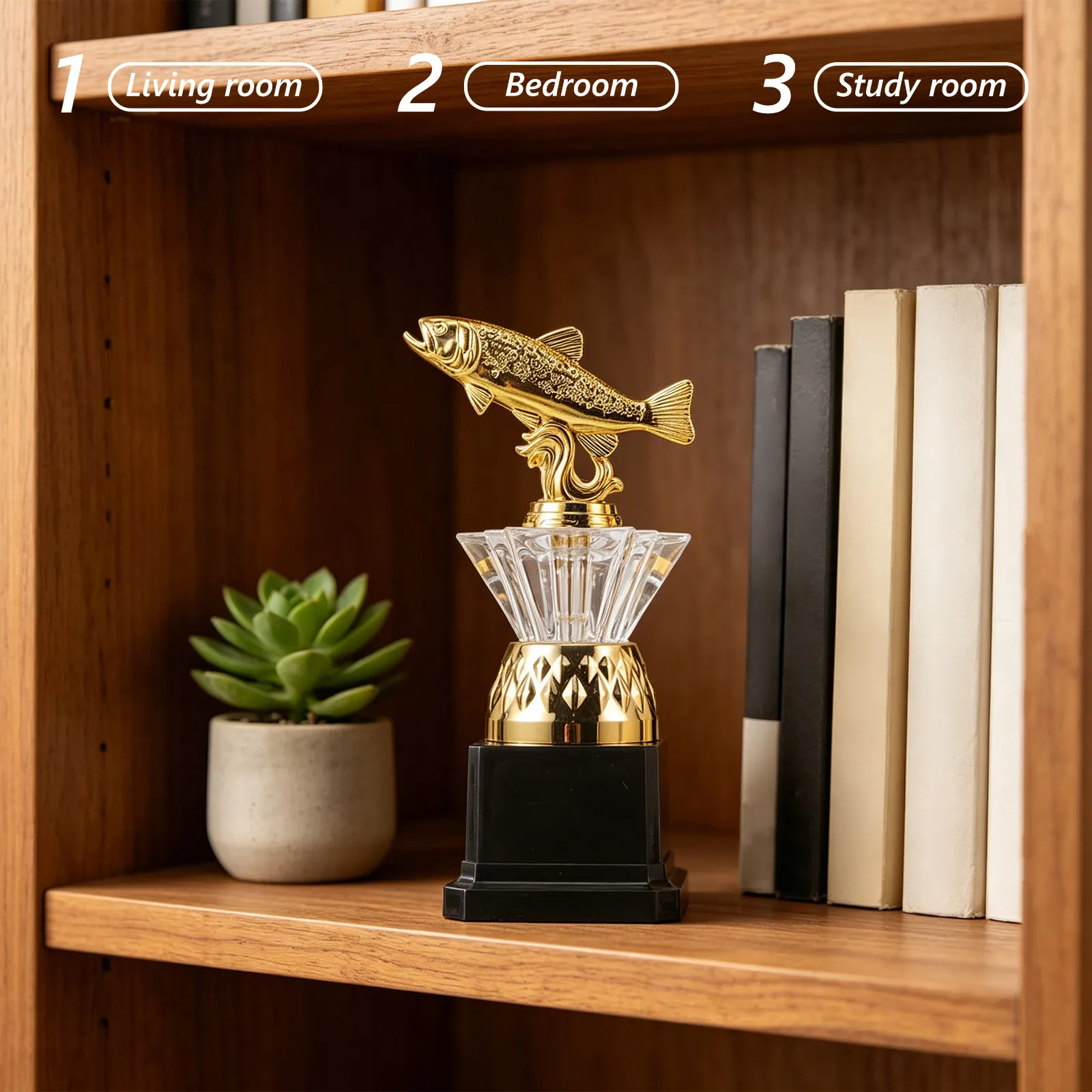 Golden Fishing Award Trophy: Champion Award Tournament Plastic Winner Prize For Fishing Sports Game, Fisherman Competition