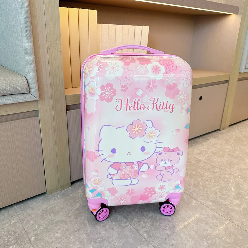 High-Capacity Children Cartoon Kuromi Kt Melody Printing Student Suitcase 20 Inch Suitcase Travel New Sanrio Cute Boarding Case