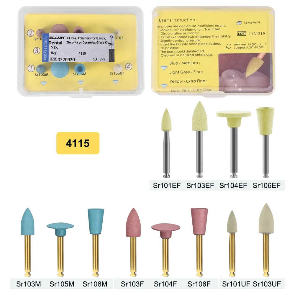 SYJH Silicon Dental Polishing Kit for For Low-speed Machine Polishing Zirconia or Ceramics Glass Ceramics Natural Teeth Polisher