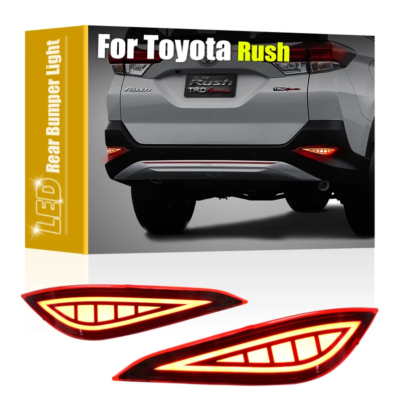 

2 шт. светодиодный задний фонарь, отражатель заднего бампера в сборе, красный стоп-сигнал для Toyota Rush 2018 2019