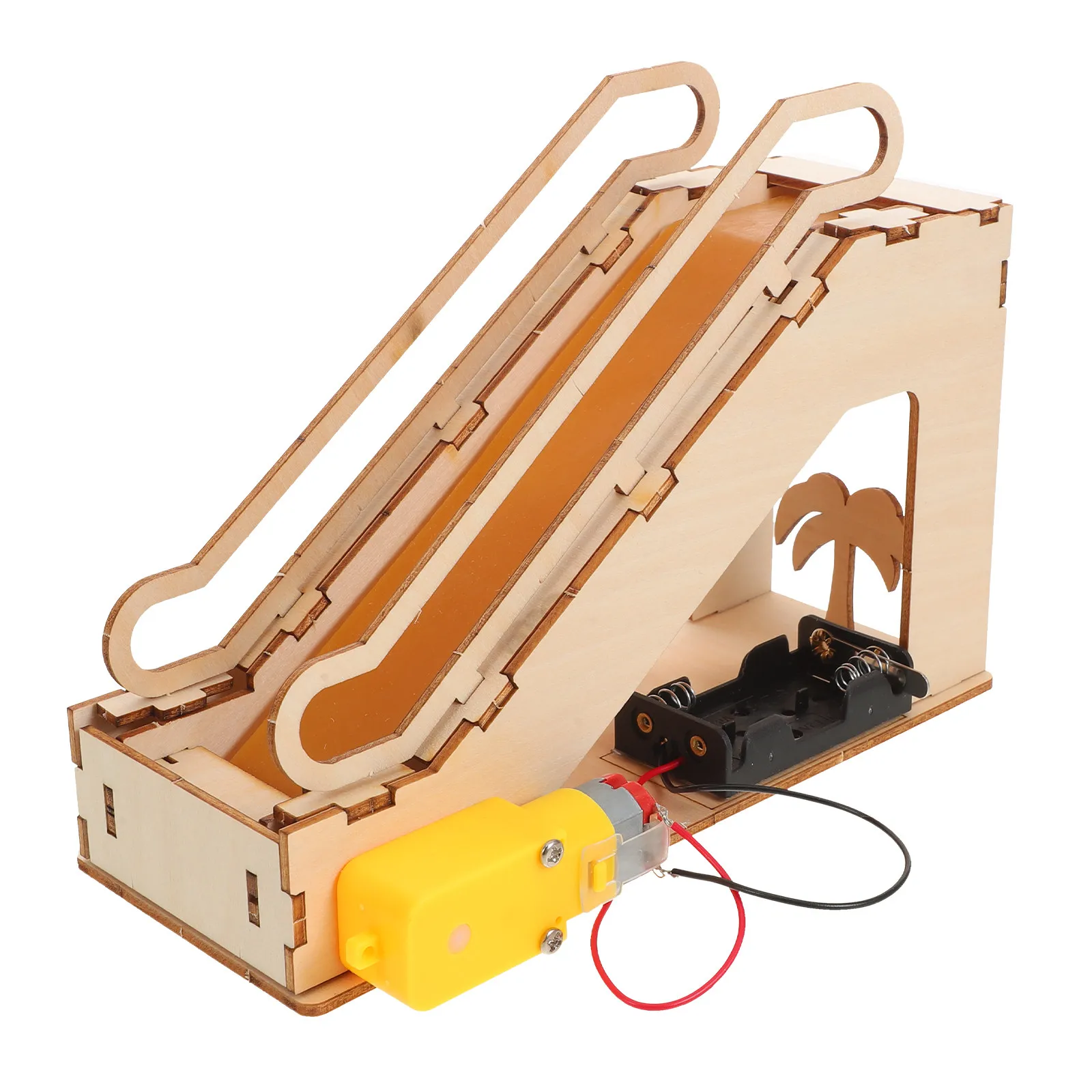 Miniature Mechanical Electric Escalator Wood Puzzle Stem Science Experiment DIY Assembly Educational Kids Science Learning