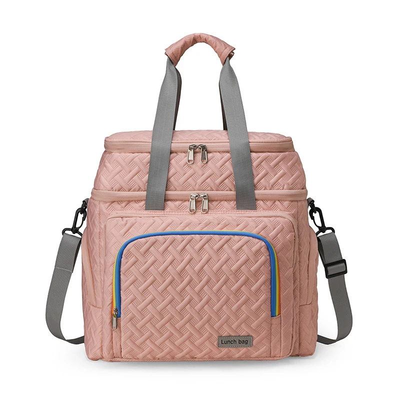new large-capacity double-layer lunch bag, travel storage bag, stylish picnic insulated cooler bag