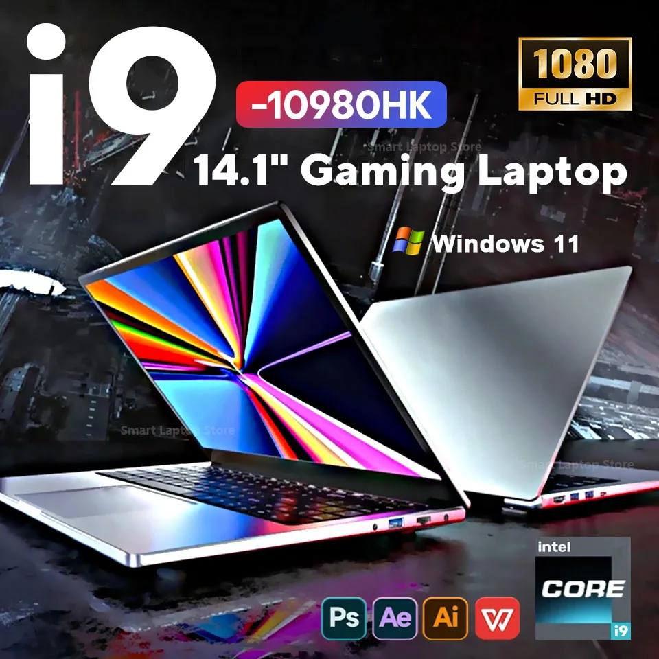 

Игровой ноутбук 2026 с Windows 11, Intel Core i9 10980HK, 14.1 дюйма, 16 ГБ ОЗУ, SSD 1 ТБ/2 ТБ, портативный ПК, 1920*1080, для офиса