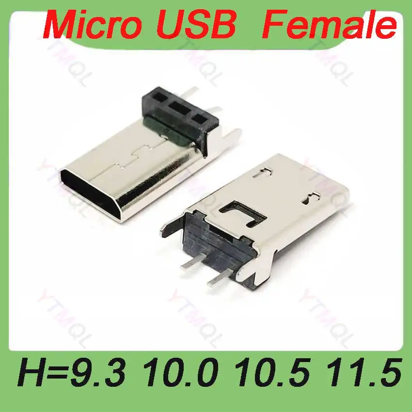 50Pcs Micro Usb 2Pin 180 degrees B Type Female Connector For Mobile Phone Micro Usb Jack Connector 2 Pin Charging Socket