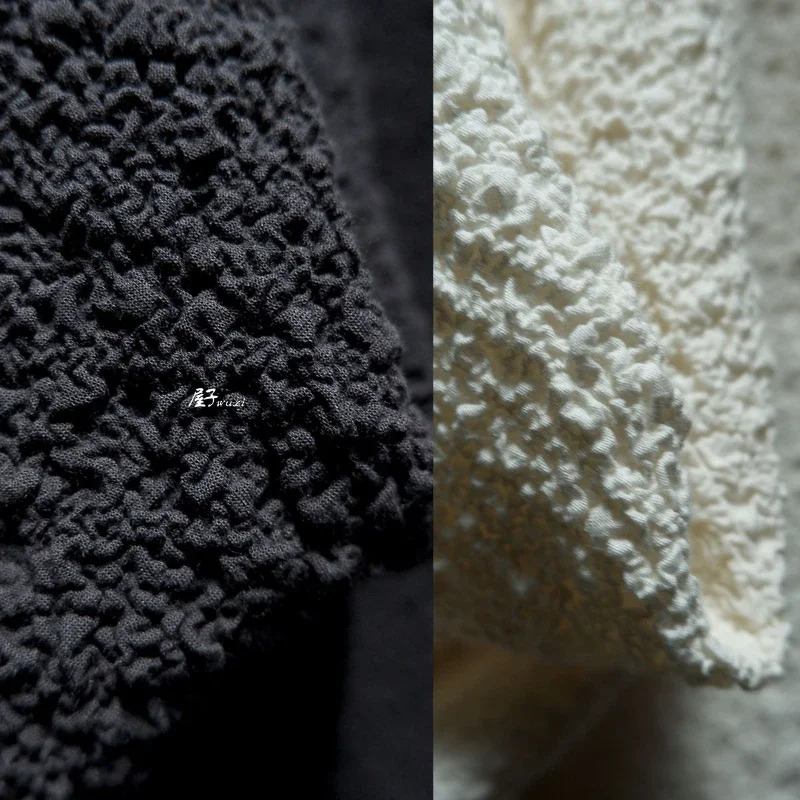 

Плиссированная эластичная однотонная ткань с дизайнерской текстурой для одежды, оптовая продажа, материал для шитья своими руками, спандекс, хлопок