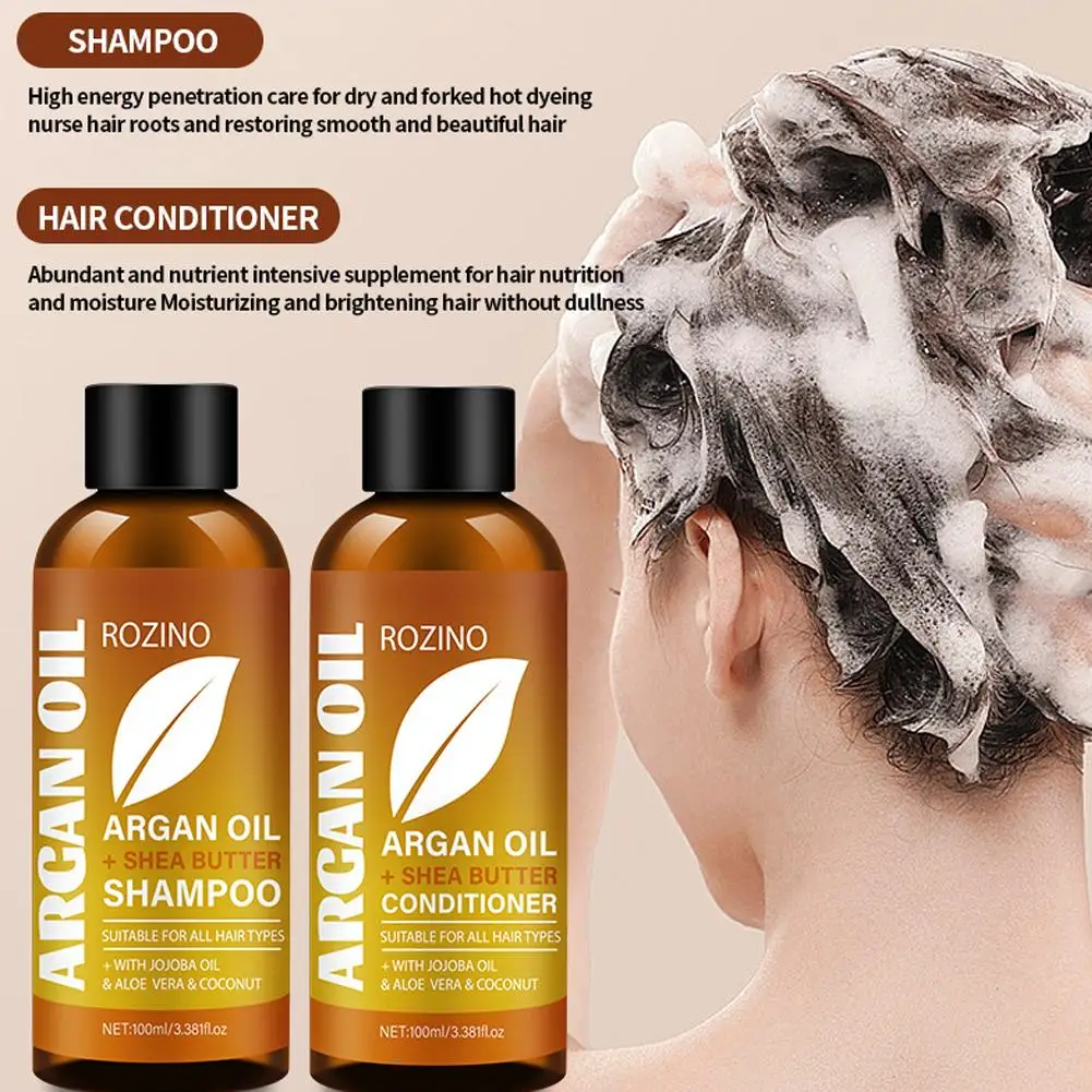 Argan Oil Shampoo Conditioner Set 200ml Scalp Soothing Treatment Anti-Dandruff Anti-Itch Oil Control Hair Care Fresh