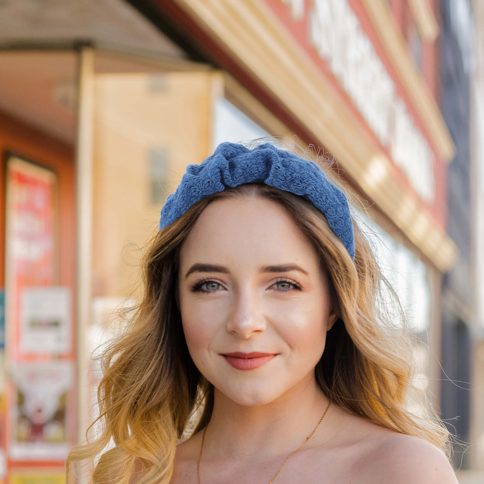 

Headband Knitted Fashion Headbands for Girls Women Fabric Hairbands Blue Accessories Knotted Miss