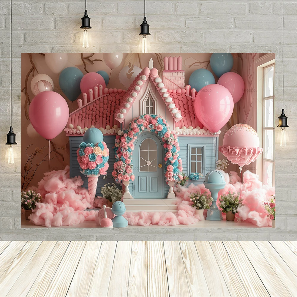 Sweet Candy Castle Girl\'s Birthday Backdrops for Photography Baby Shower Party Decor Photo Photographic Background Studio Shoot