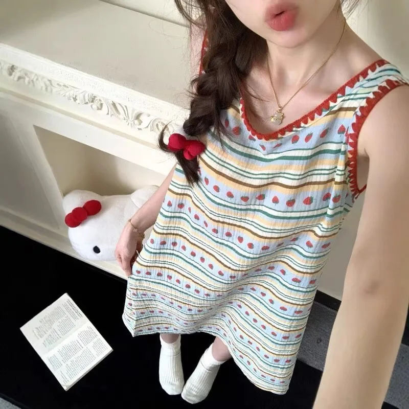 Cloud Cotton Pajamas Women's Summer Thin Cute Sweet Vest Pajamas Korean Version Loungewear Can Be Worn Outside