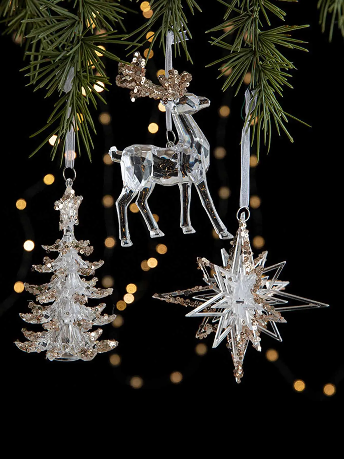 Transparent pendant Christmas three-dimensional heterosexual hanging decoration Christmas tree decoration arrangement