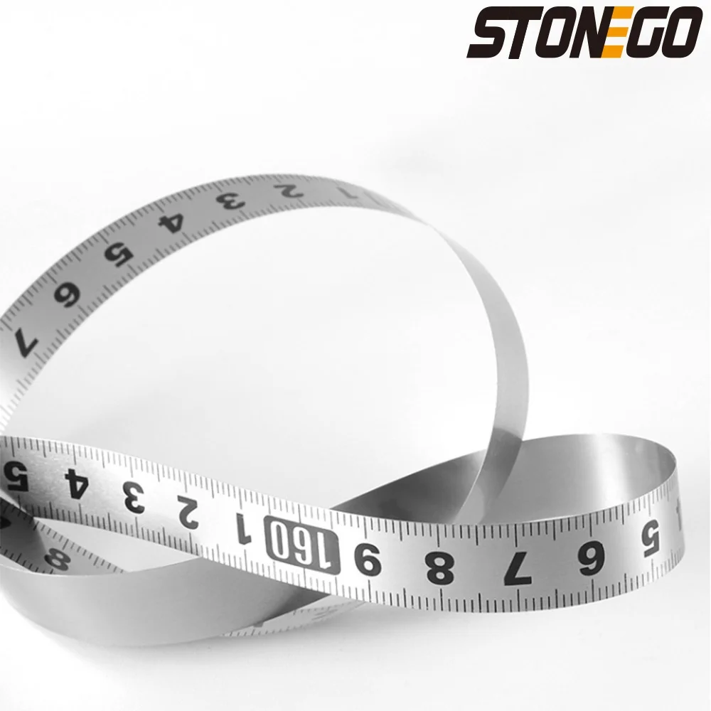 STONEGO Stainless Steel Miter Track Tape Ruler - Self-Adhesive Metric Scale, Rust-Proof, Durable & Wear-Resistant 0.5/1/2/3/4/5m