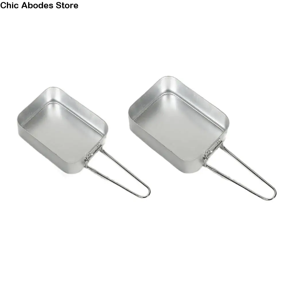 

2Pcs Foldable Handle Aluminum Alloy Lunch Box Food-grade Thickened Construction Outdoor Food Container Stackable Anti-scald