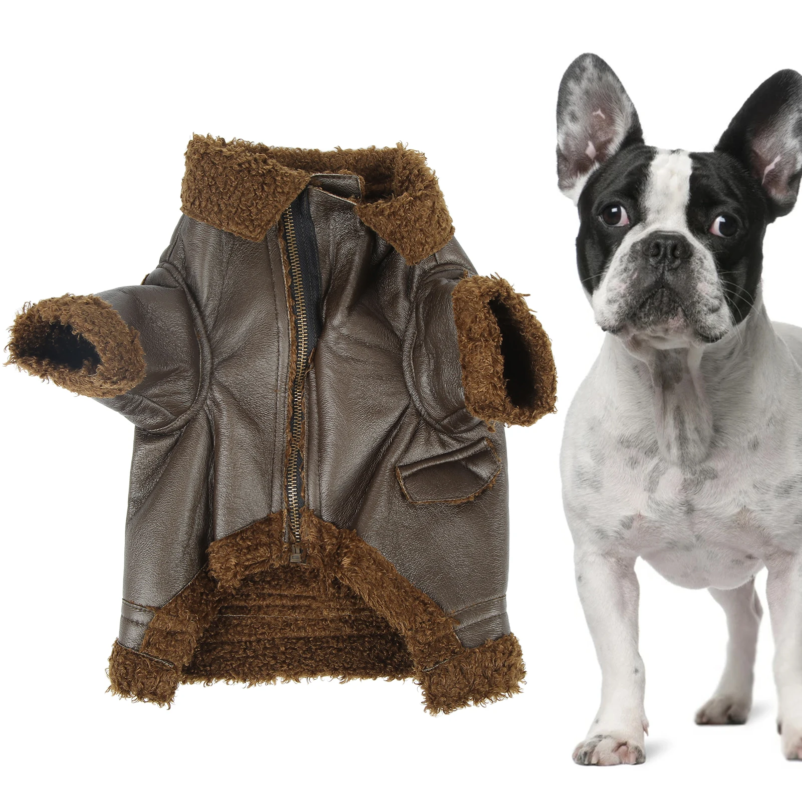 

Кожаная куртка для собак, зимняя кожаная куртка для домашних животных для маленьких, средних и крупных собак и кошек, зимняя кожаная куртка для собак
