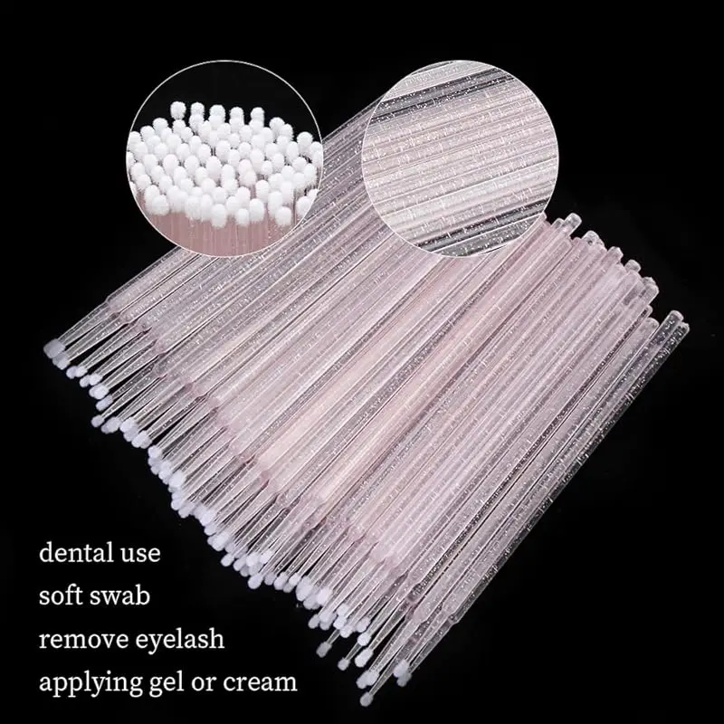 Micro cotonetes descartáveis, pincel de maquiagem, cuidados limpos, cosméticos, extensões de cílios, unhas delineador, 200pcs