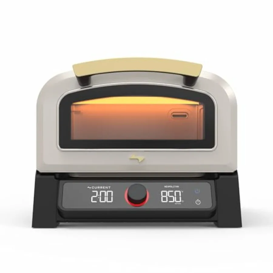 

12-дюймовая умная электрическая печь для пиццы, бежевая, до 850°F, 8 режимов приготовления, подключение к приложению для контроля температуры, настраиваемые параметры приготовления