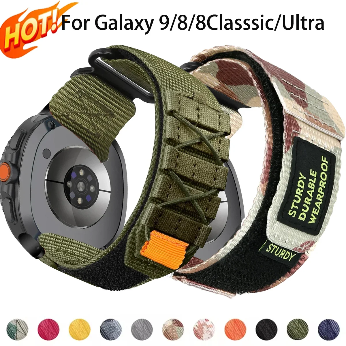 Taktisches Nylon-Schlaufenarmband für Samsung Galaxy Watch 9/8 40 44mm 8Classic 46mm Sportarmband für Galaxy Watch Ultra 2026 47mm