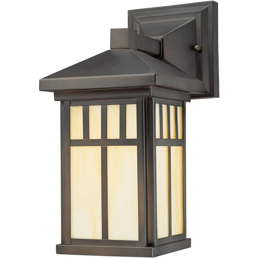 

Westinghouse Lighting 6732800 Burnham One-Light Exterior Wall Lantern on Steel with Honey Art Glass, Oil Rubbed Bronze Finish,