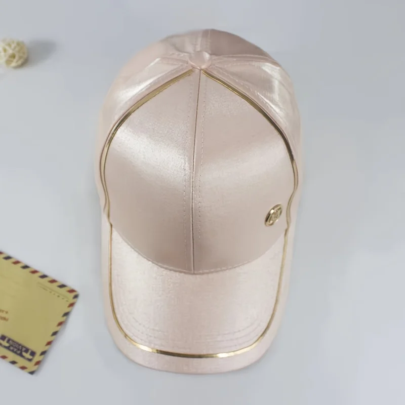 Smooth Surface Fashion Unisex Baseball Cap Spring Summer Outdoor Sun Hat Thin Women Peaked Headgear With Gold Line Decorate