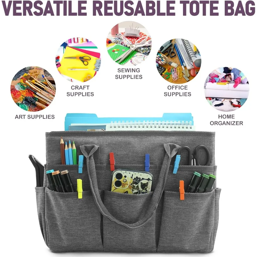 Art Organizer Craft Storage Tote Bag with Pockets and Handles Made from Durable Oxford Fabric Ideal for Teachers Officers Artis