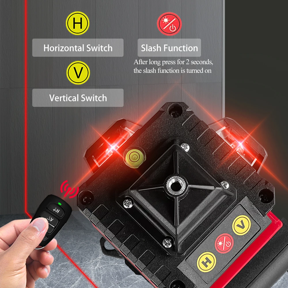 Laser Level Red Line Self Leveling 360 Horizontal And Vertical Super Powerful 8/12/16 Lines Laser Level with Rotaty Base