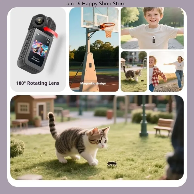 Portable Long Battery Life 1080P Hd 180 Rotatable Lens Magnetic Thumb Action Camera Generic For Outdoor Cycling Recording