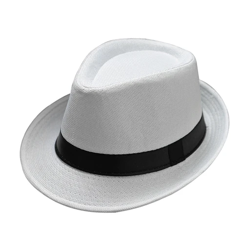 Sombrero Fedora de verano para hombre, moda elegante, Vintage, negro, mujer, blanco, ala roja, Top Panamá, Jazz, playa, gorra clásica Unisex