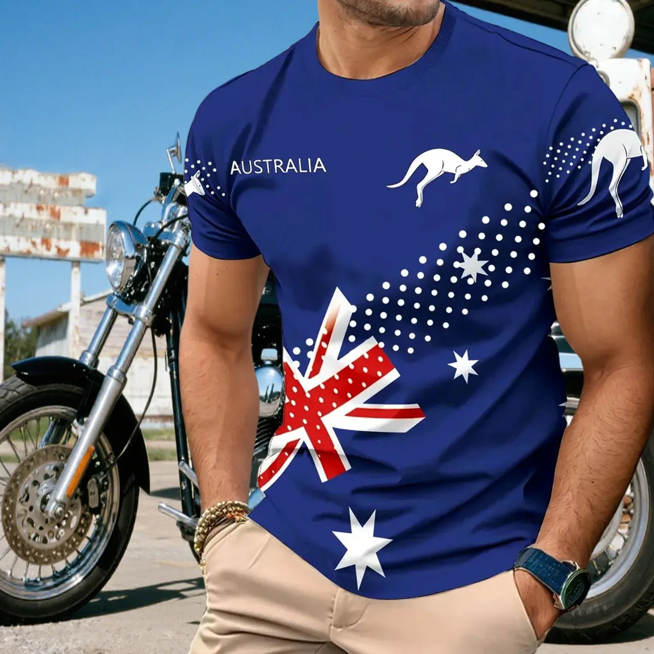 

Мужская/женская быстросохнущая дышащая мотоциклетная велосипедная футболка с австралийским принтом, спортивная футболка для бега и фитнеса с круглым вырезом