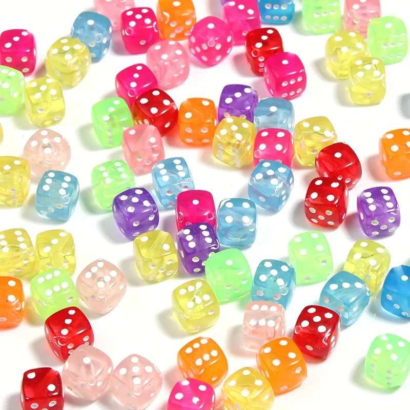 50pcs Random Mix Colorful 8mm Dice Beads for Jewelry Making DIY Handmade Necklace Bracelet Key Chain Accessories