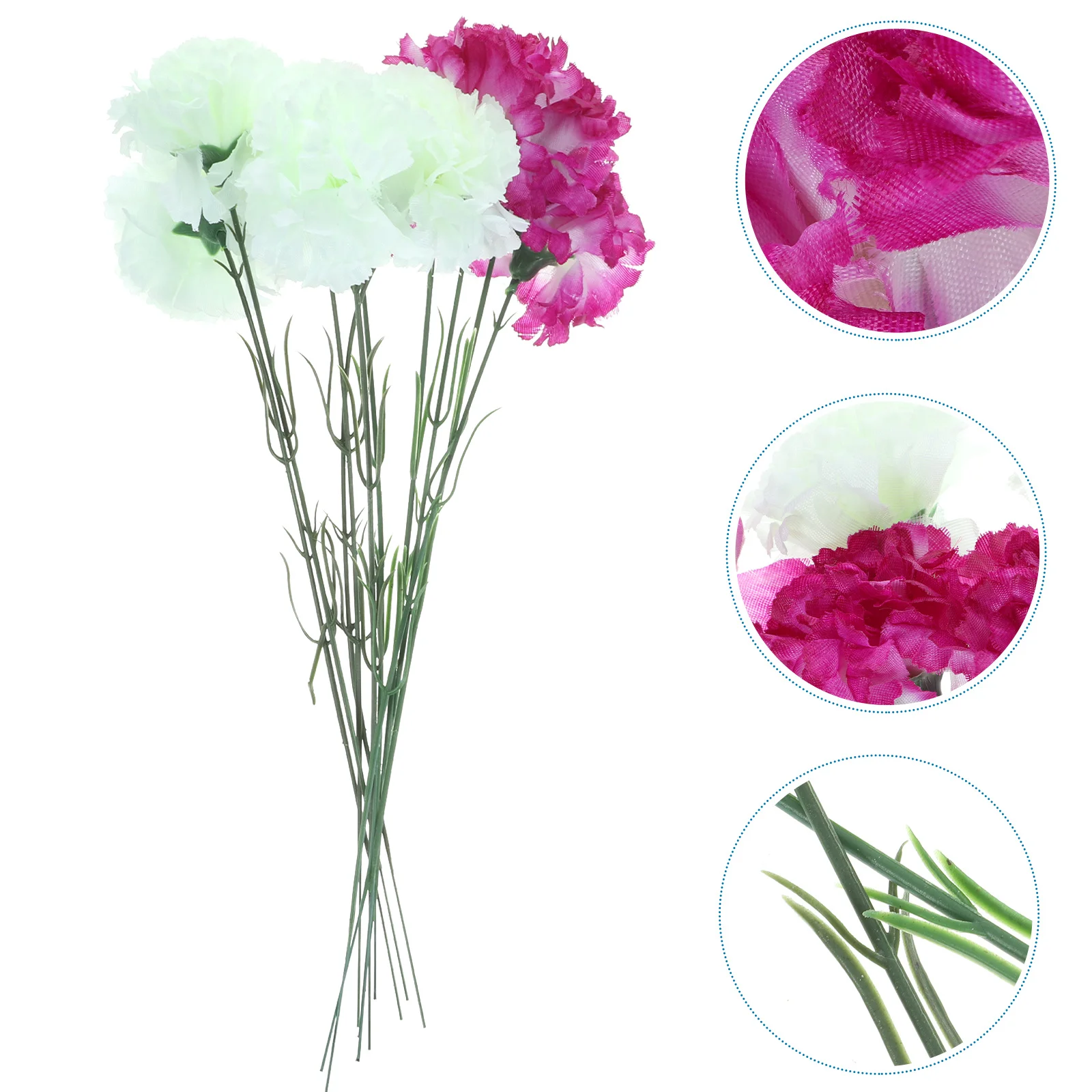 

10Pcs Silk Cloth Artificial Carnation Flowers Lifelike Bouquet Home Office Party Decoration Mothers Day Simulation Plant